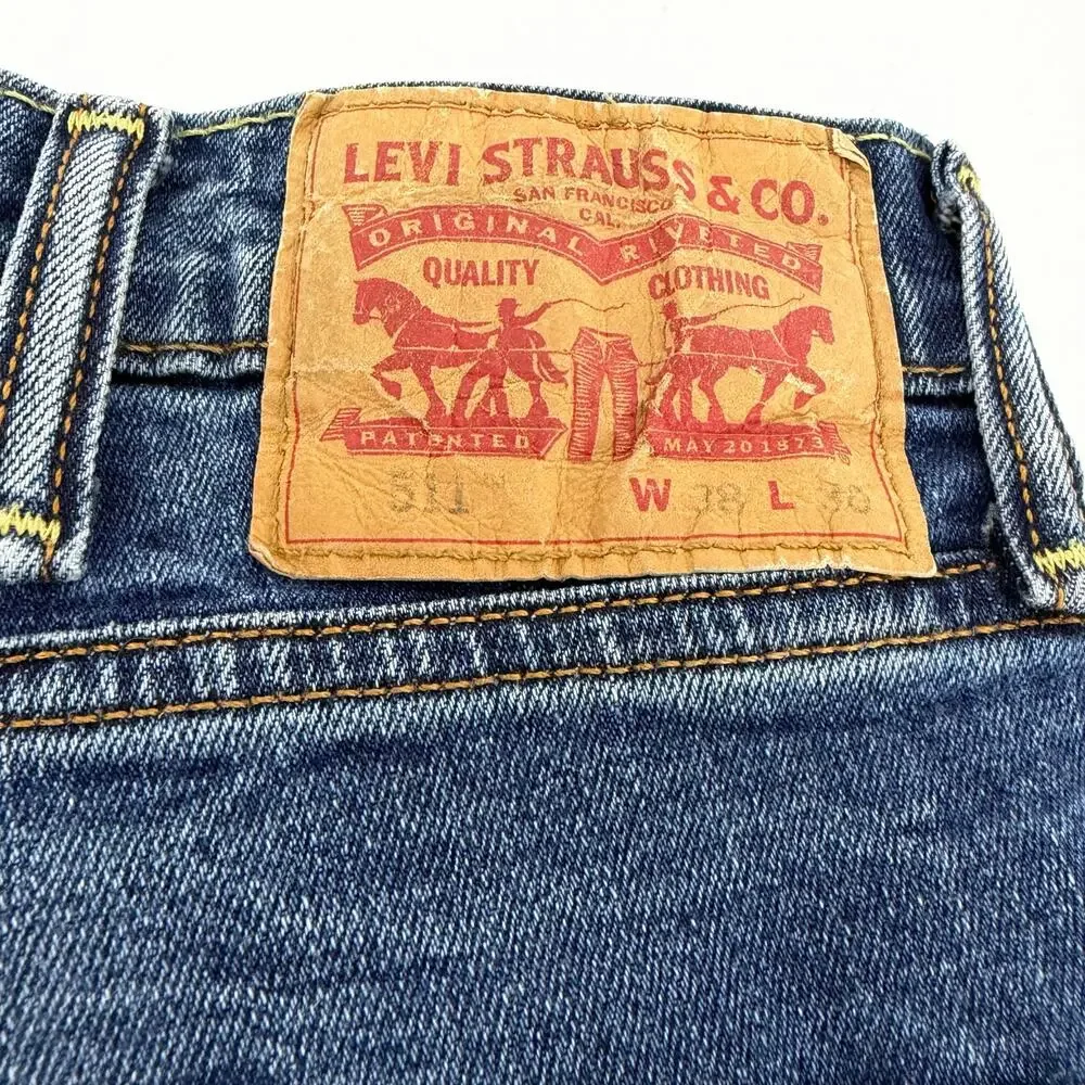 Levi's 511 Slim Fit Jeans W38 L30 Medium Wash Dark Indigo Denim Men's